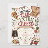 Invitation d'anniversaire Pizza dessinée à la main (Devant)