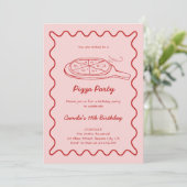 Invitation d'anniversaire pizza dessinée à la main (Debout devant)