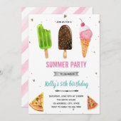Invitation d'anniversaire pizza et glace (Devant / Derrière)