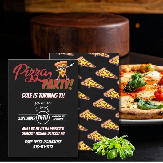 Invitation d'anniversaire Pizza Party | Thème Fun