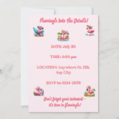 Invitation d'anniversaire Plage Flamant Rose Faiso (Dos)