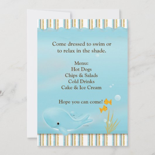 Invitation d'anniversaire Plage ou piscine (Dos)