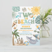 Invitation d'anniversaire plage pour fête d'enfant (Debout devant)