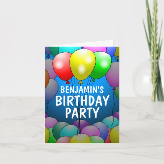 Invitation d'anniversaire pliée avec ballons (Devant)