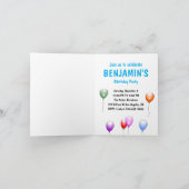 Invitation d'anniversaire pliée avec ballons (Intérieur)