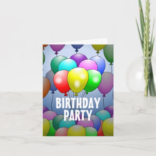 Invitation d'anniversaire pliée avec ballons (Devant)