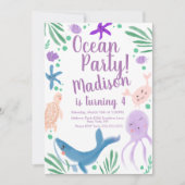 Invitation d'anniversaire Poisson Animaux de la Me (Devant)
