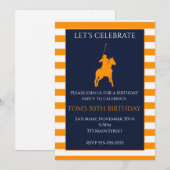 invitation d'anniversaire Polo pour adulte bleu or (Devant / Derrière)
