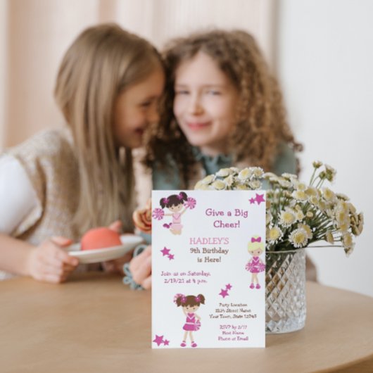 Invitation d'anniversaire pom-pom girl