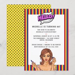 Invitation d'anniversaire Pop Art Comic