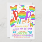 Invitation d'anniversaire Pop It - Arc en ciel (Devant)