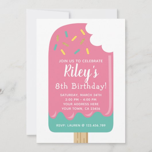 Invitation d'anniversaire Popsicle (Devant)