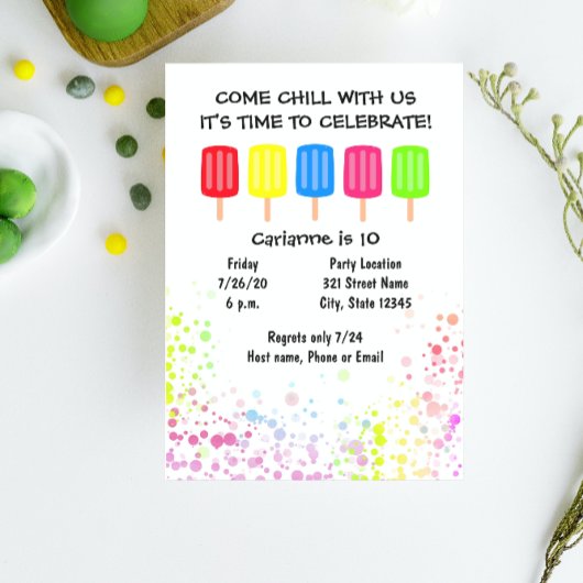 Invitation d'anniversaire Popsicle