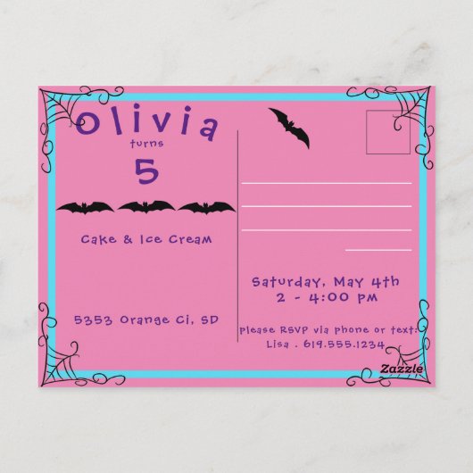 Invitation d'anniversaire post-Fang-tastic Toile d (Dos)