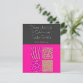 Invitation d'anniversaire Poster de animal rose (Debout devant)