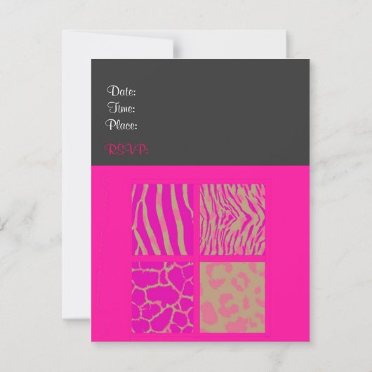 Invitation d'anniversaire Poster de animal rose (Dos)