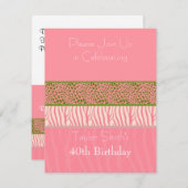 Invitation d'anniversaire Poster de animal rose (Devant / Derrière)