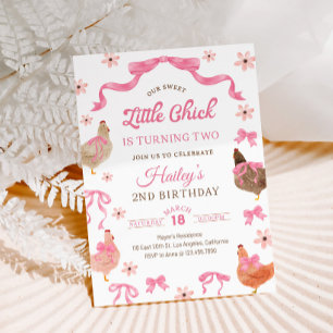 Invitation d'anniversaire Poulet & Ruban