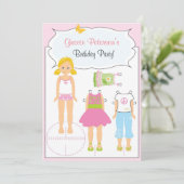 Invitation d'anniversaire - poupée papier (Debout devant)