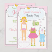 Invitation d'anniversaire - poupée papier (Devant / Derrière)