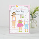 Invitation d'anniversaire - poupée papier (Debout devant)