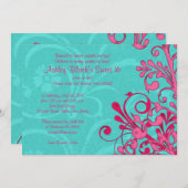 Invitation d'anniversaire pour 16 ans avec fleurs  (Devant / Derrière)