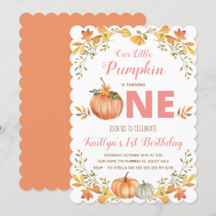 Invitation d'anniversaire pour 1 an avec citrouill