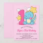 Invitation d'anniversaire pour 1 an avec un bébé d (Devant / Derrière)