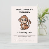 Invitation d'anniversaire pour 2 ans de Singe effr (Debout devant)