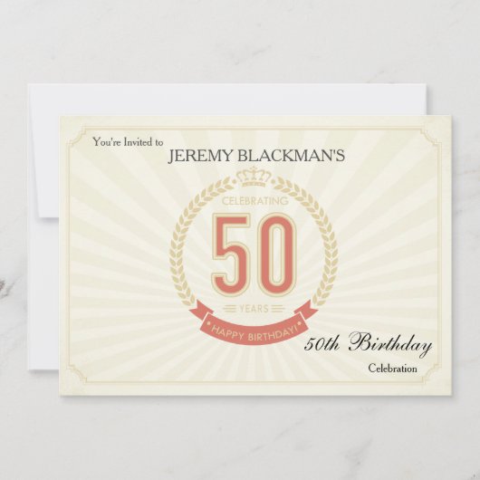 Invitation d'anniversaire pour 50 ans (Devant)