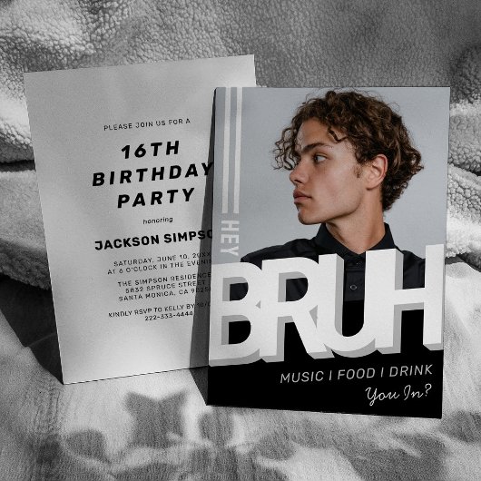 Invitation d'anniversaire pour adolescent « Hey Br