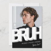Invitation d'anniversaire pour adolescent « Hey Br (Devant)