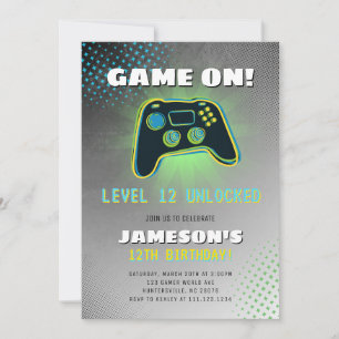 Invitation d'anniversaire pour adolescent joueur d