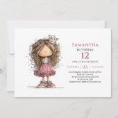 Invitation d'anniversaire pour adolescente de 12 a (Devant)