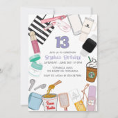 Invitation d'anniversaire pour adolescente : Thème (Devant)
