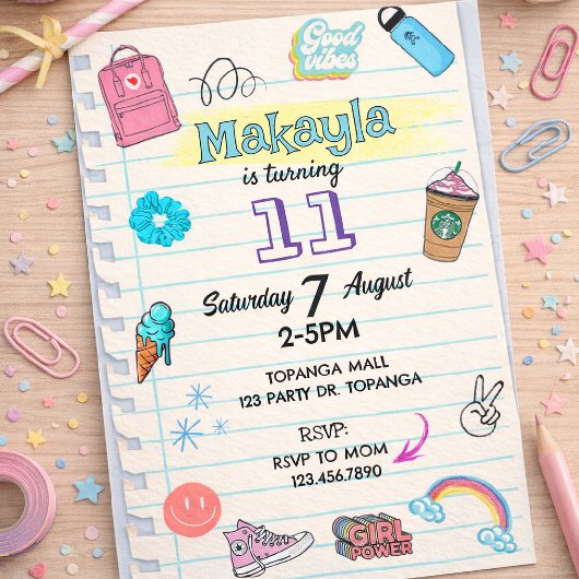 Invitation d'anniversaire pour adolescente : Thème