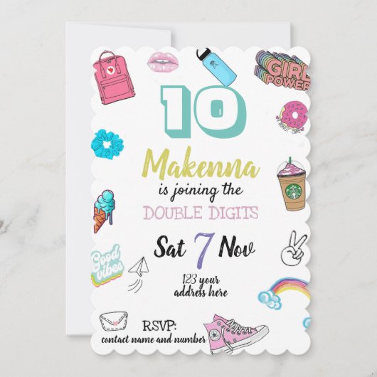 Invitation d'anniversaire pour adolescente, Vsco, (Devant)