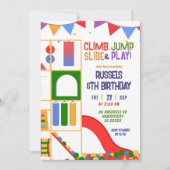 Invitation d'anniversaire pour aire de jeux intéri (Devant)
