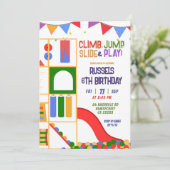 Invitation d'anniversaire pour aire de jeux intéri (Debout devant)