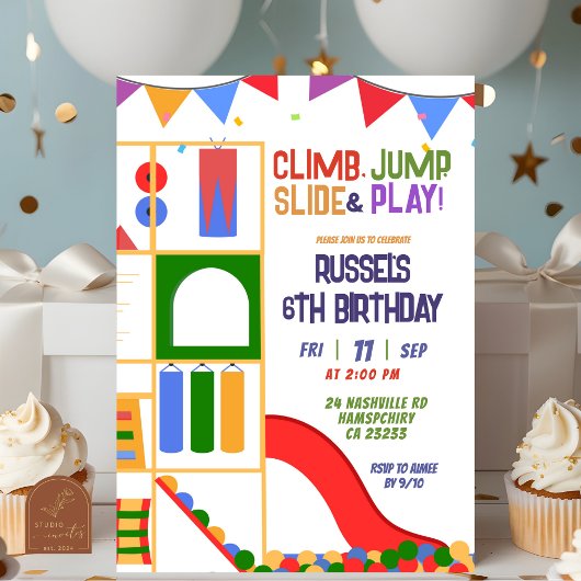Invitation d'anniversaire pour aire de jeux intéri