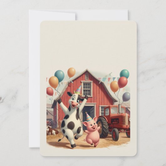 Invitation d'anniversaire pour animaux de Barnyard (Dos)