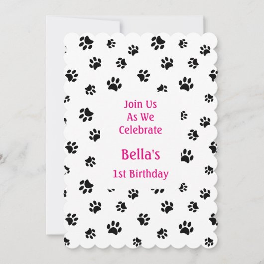 Invitation d'anniversaire pour animaux de compagni (Devant)