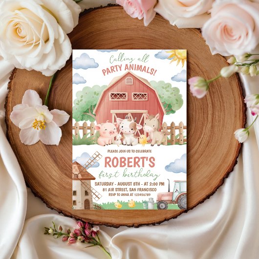 Invitation d'anniversaire pour animaux de ferme 1