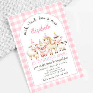 Invitation d'anniversaire pour animaux de ferme ro