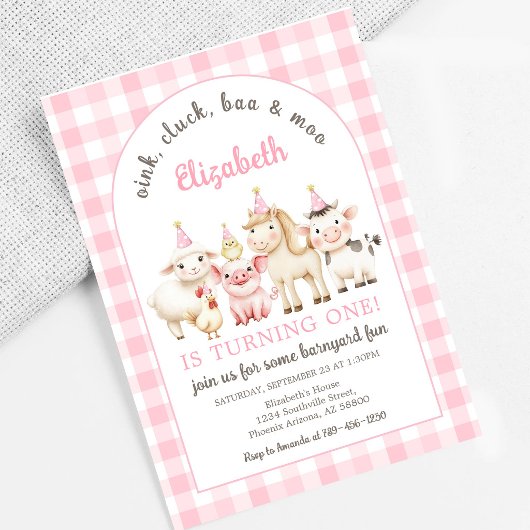 Invitation d'anniversaire pour animaux de ferme ro