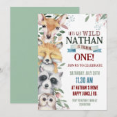 Invitation d'anniversaire pour animaux sauvages (Devant / Derrière)