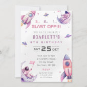 Invitation d'anniversaire pour astronaute spatiale (Devant)