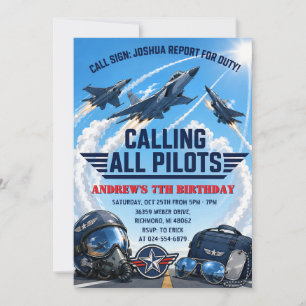 Invitation d'anniversaire pour avion de combat per