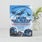 Invitation d'anniversaire pour avion de combat per (Debout devant)