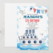 Invitation d'anniversaire pour bateau de croisière (Devant / Derrière)